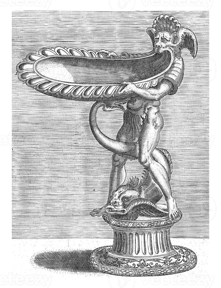 Bowl, formed by the lower jaw of a man with a satyr head, Balthazar van den Bos photo
