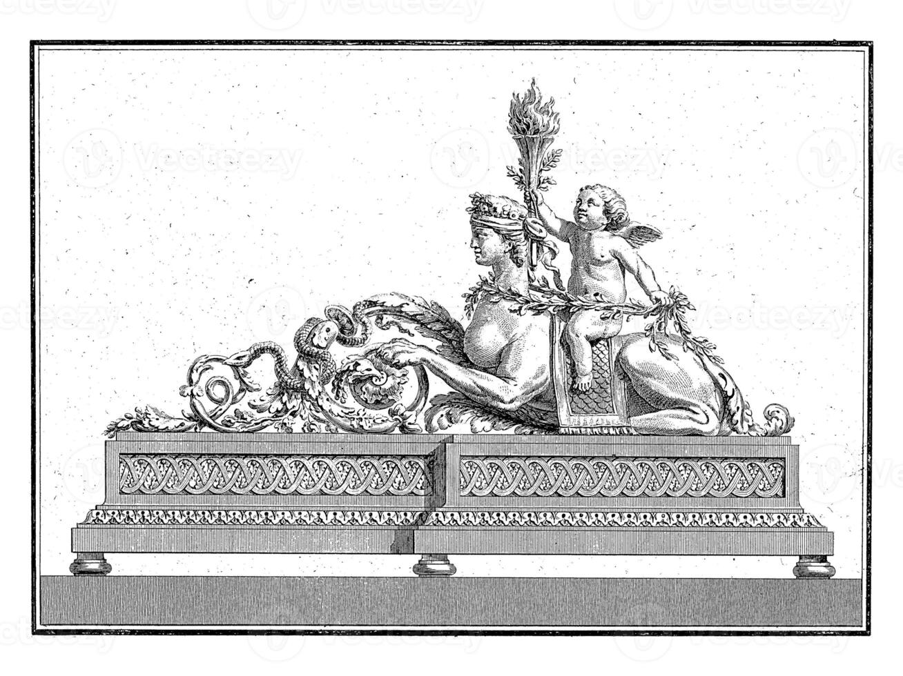 Firebuck with Sphinx, Augustin Foin, after Jean Francois Forty, 1775 - 1790 photo