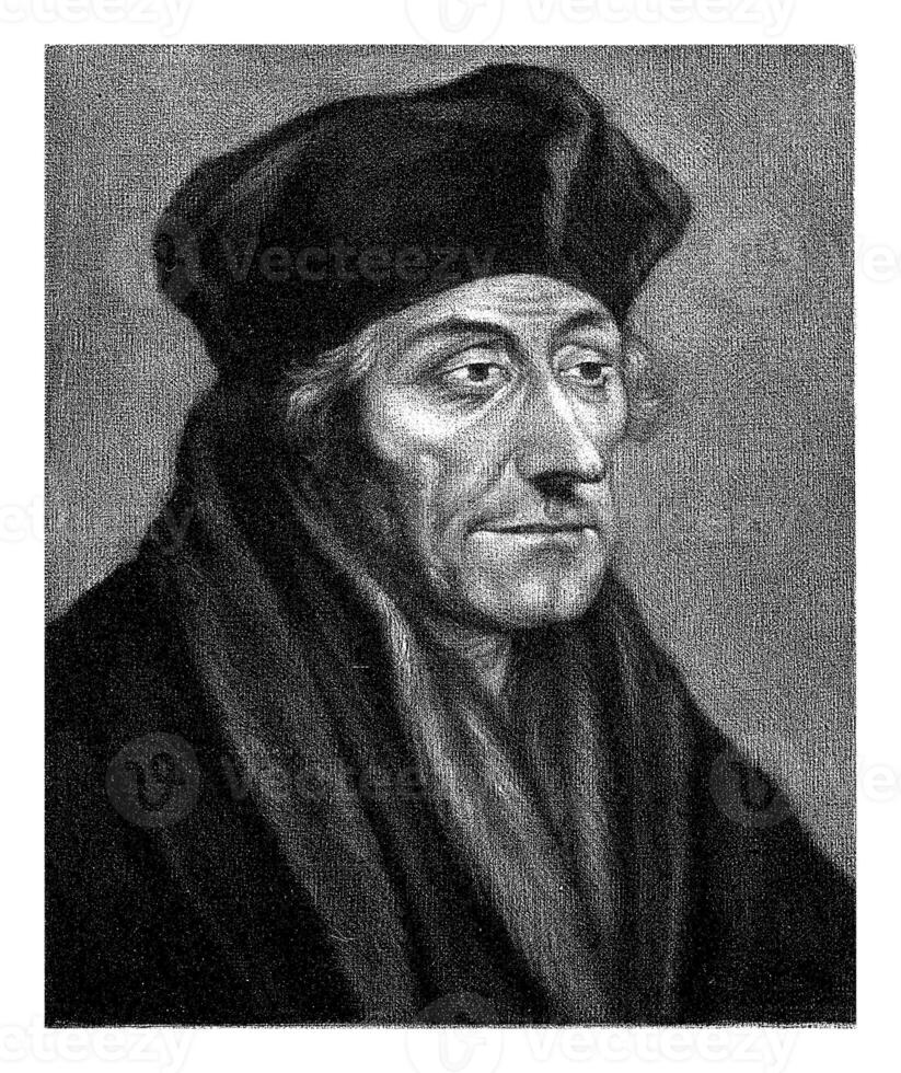 Portrait of Desiderius Erasmus, Abraham Bloteling, after Hans Holbein II, 1671 photo