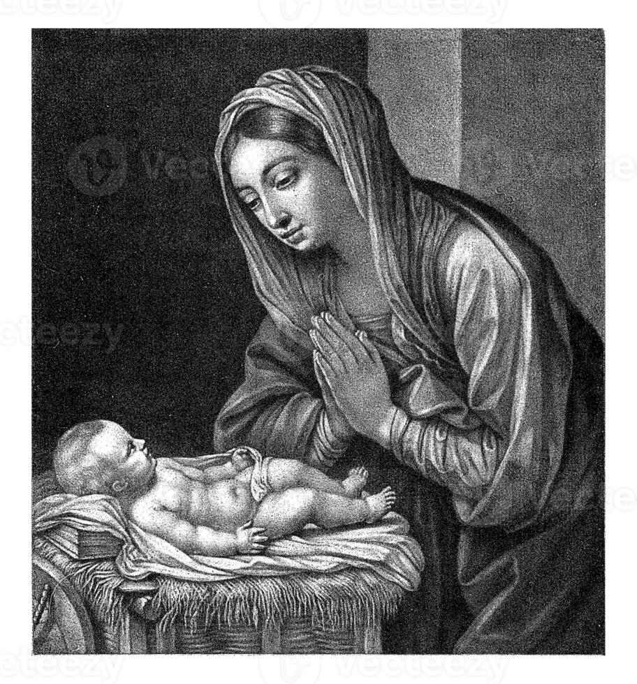 Mary Worships the Christ Child, Abraham Bloteling, after Guido Reni, 1652 - 1690 photo