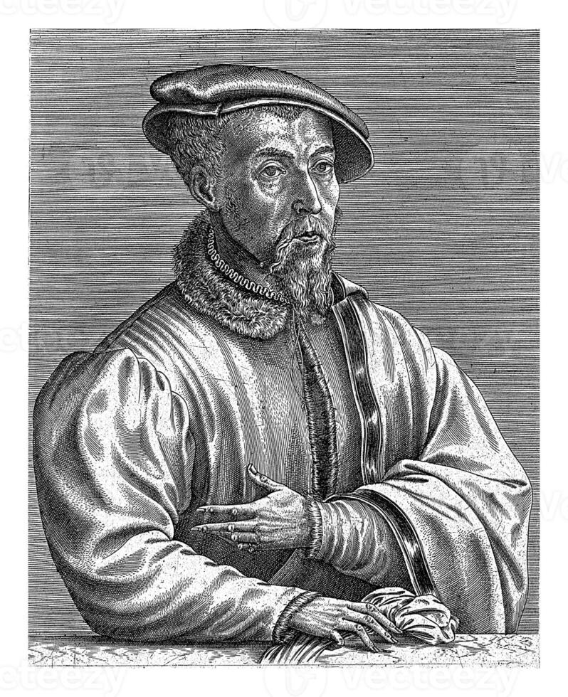 Portrait of the painter Matthys Cock, Johannes Wierix rejected attribution, 1572 photo