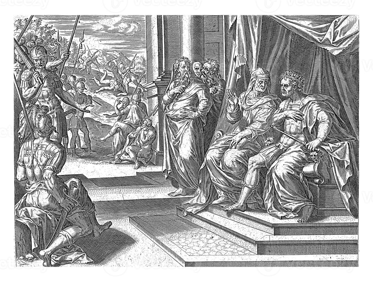 Bathsheba submits Adonia's request to Solomon, Hans Collaert I attributed to, after Jan Snellinck I, 1596 - 1643 photo
