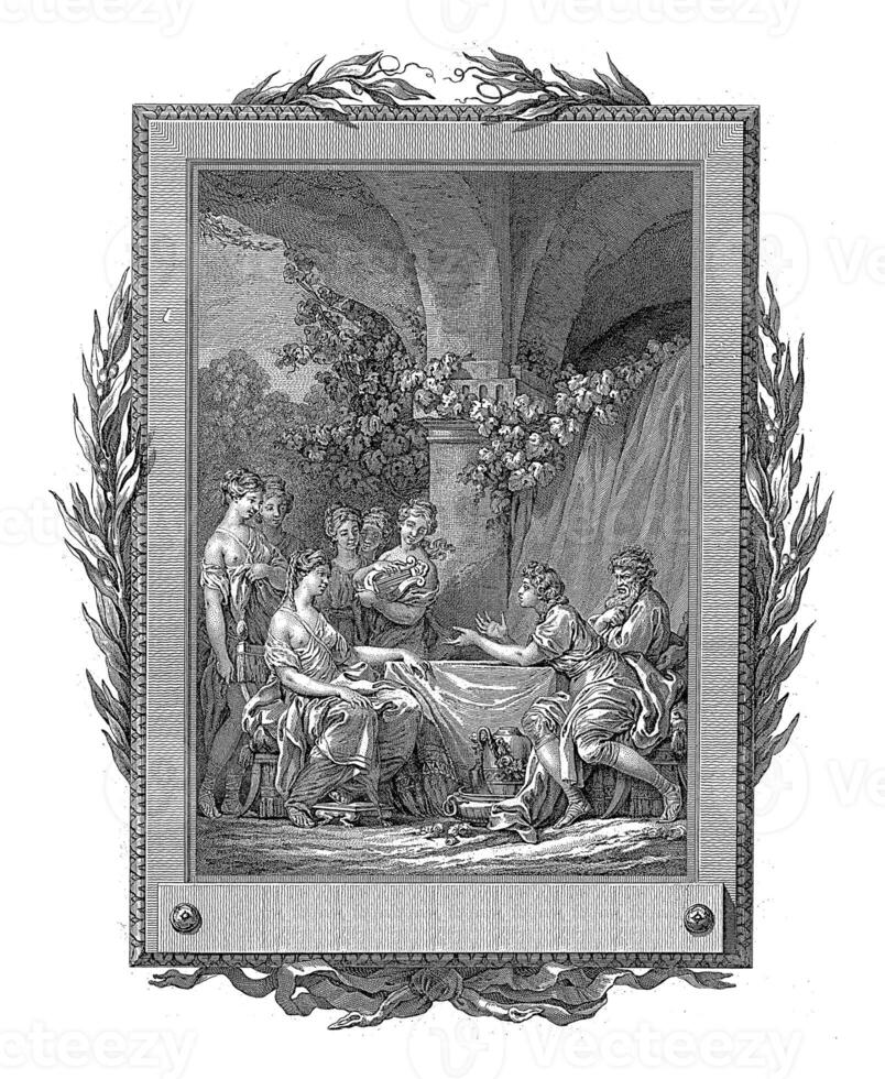 Telemachus tells Calypso his adventures, Jean-Baptiste Tilliard, after Charles Monnet, 1785 photo