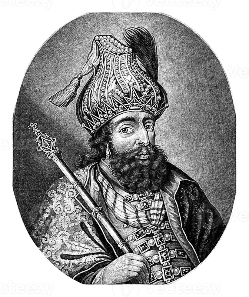 Portrait of a ruler of the Mughal Empire, Pieter Schenk I, 1670 - 1713 photo