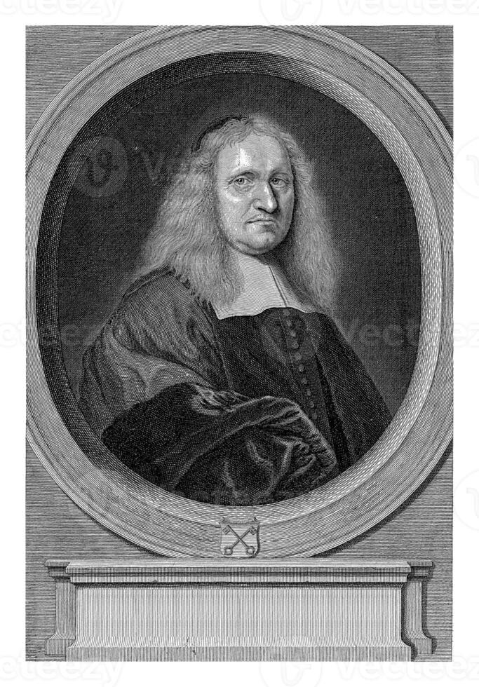 Portrait of Johannes Cocceius, Willem de Broen, after Antonie Palamedes, c. 1705 - in or before 1748 photo