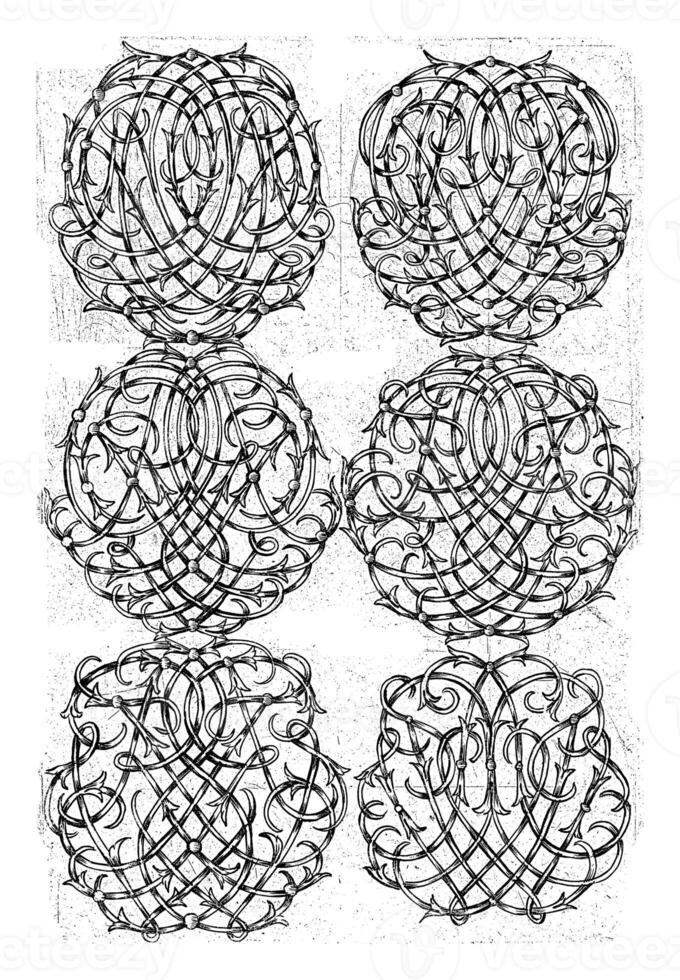 Six Large Monograms NOPQ-STVX, Daniel de Lafeuille, c. 1690 - c. 1691 photo