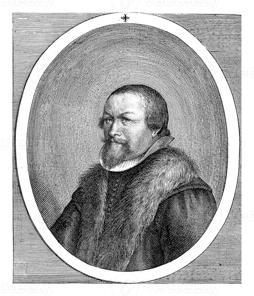 Portrait of Hibbaeus Magnus, Crispijn van den Queborn, after F. Magnus, 1638 photo