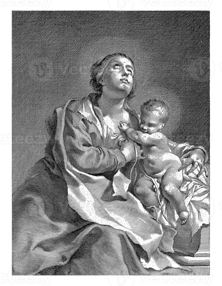 Mary with the Christ Child, Giovanni Antonio Faldoni, after Giovanni Battista Piaceta, 1700 - 1760 photo