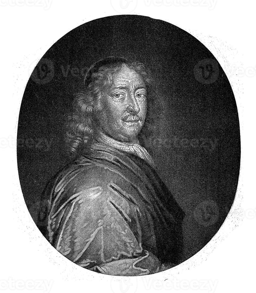 Portrait of the theologian Johann Olearius, Pieter Schenk I, 1670 - 1713 photo