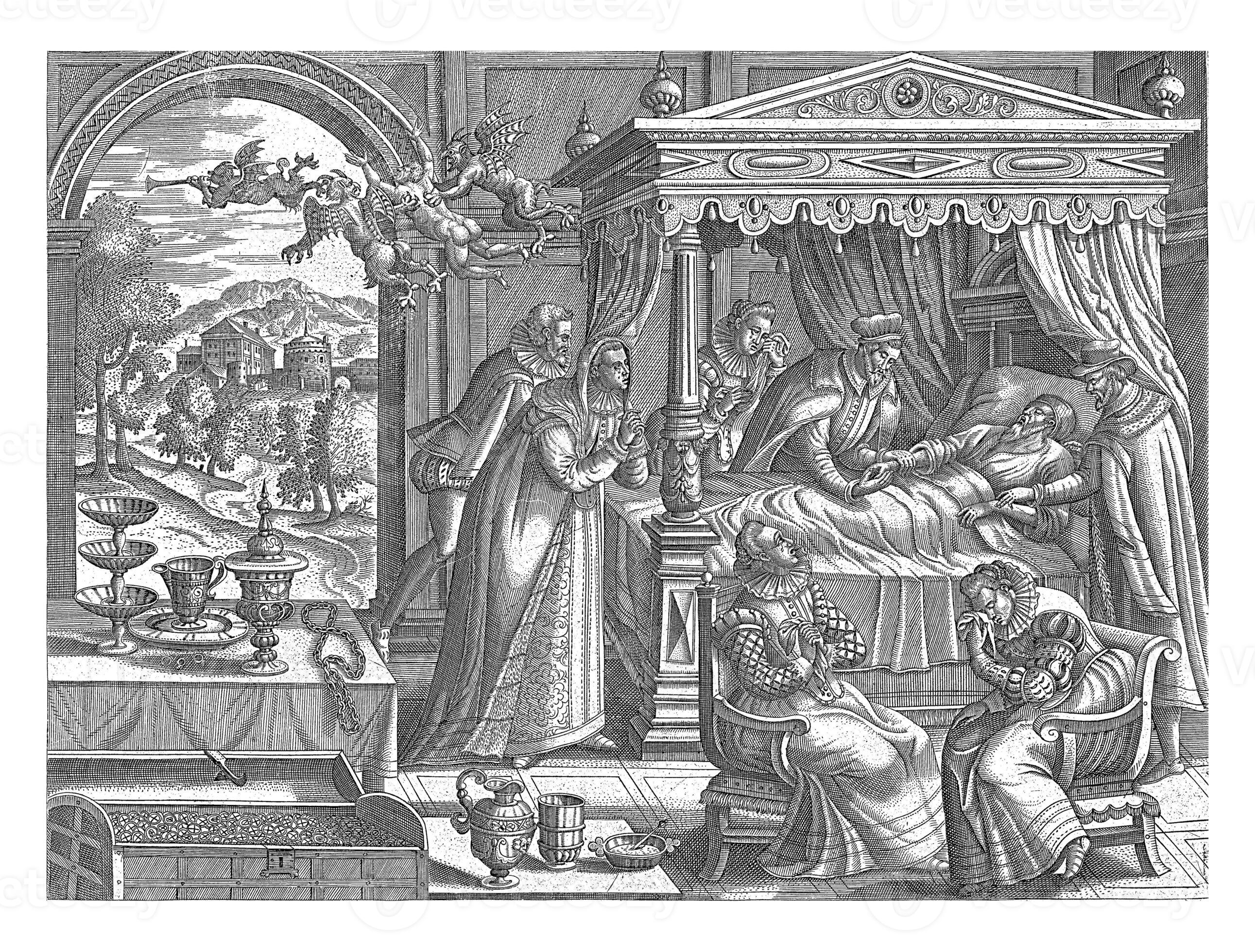 Deathbed of the rich man, anonymous, Pieter van der Borcht I, c. 1575