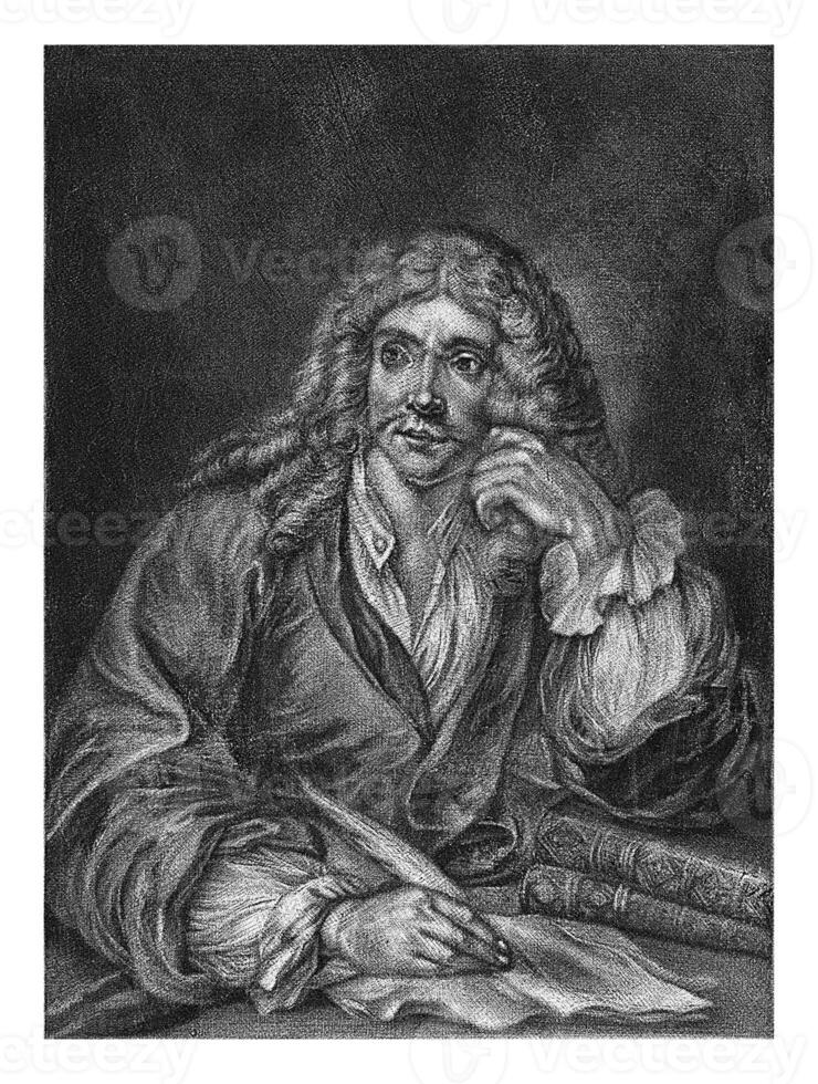 Portrait of Jean Baptiste Poquelin de Moliere, Jan de Groot, 1699 - 1776 photo