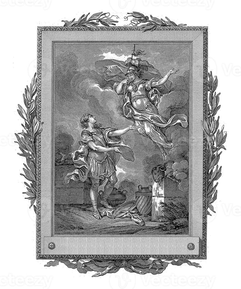 Telemachus makes a sacrifice to Athena and recognizes Mentor in her back, Jean-Baptiste Tilliard, after Charles Monnet, 1785 photo