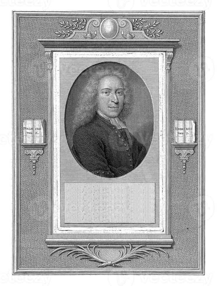 Portrait of Joannes Houbakker, Jacob Folkema, after Jacob Christof Le Blon, after Jan Caspar Philips, 1743 photo