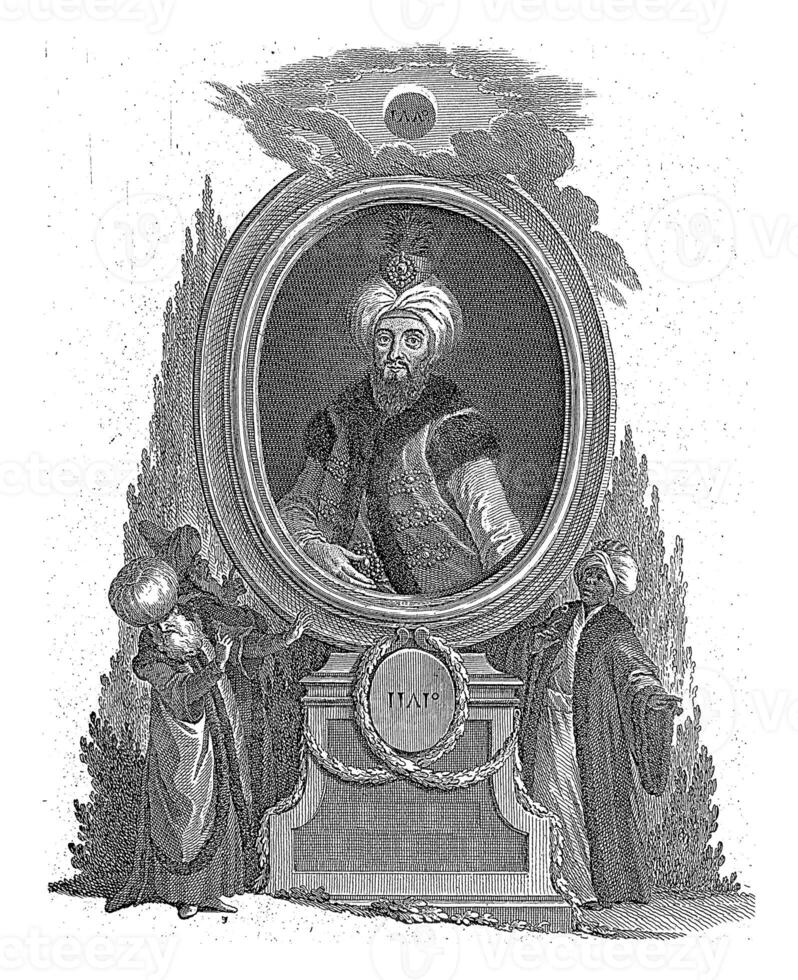 retrato de Mustafa iii, johann esaías nilson, 1757 - 1788 foto