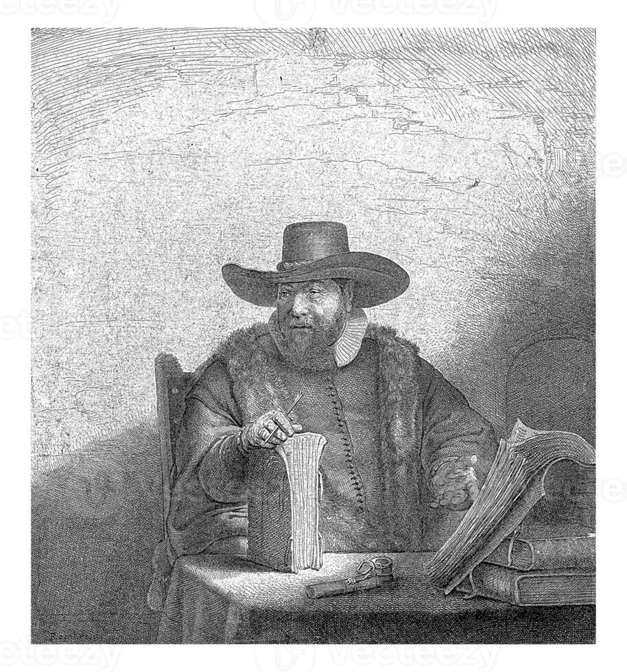 Portrait of the Mennonite minister Cornelis Claesz. Anslo, Salomon Savery, after Rembrandt van Rijn, 1641 - 1665 photo