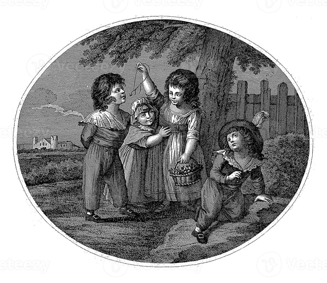 Four children playing, Antonio Suntach, Giovanni Suntach, after William Hamilton, 1754 - 1842 photo