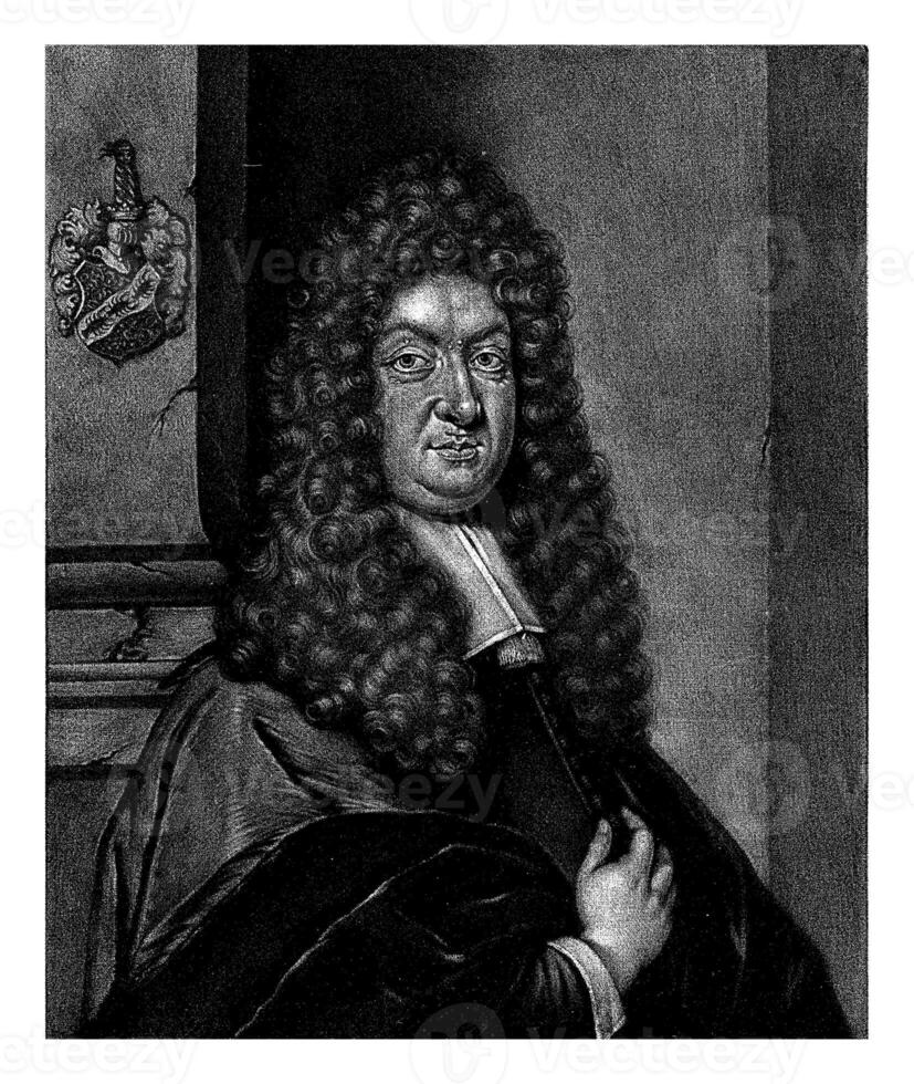 Portrait of Zacharias Konrad Uffenbach, Pieter Schenk I, after Theodor Roos, 1670 - 1713 photo