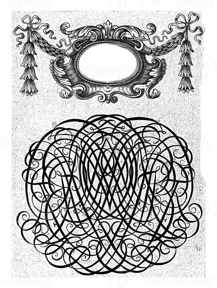 Cartouche above a monogram, Daniel de Lafeuille, c. 1690 - c. 1691 photo