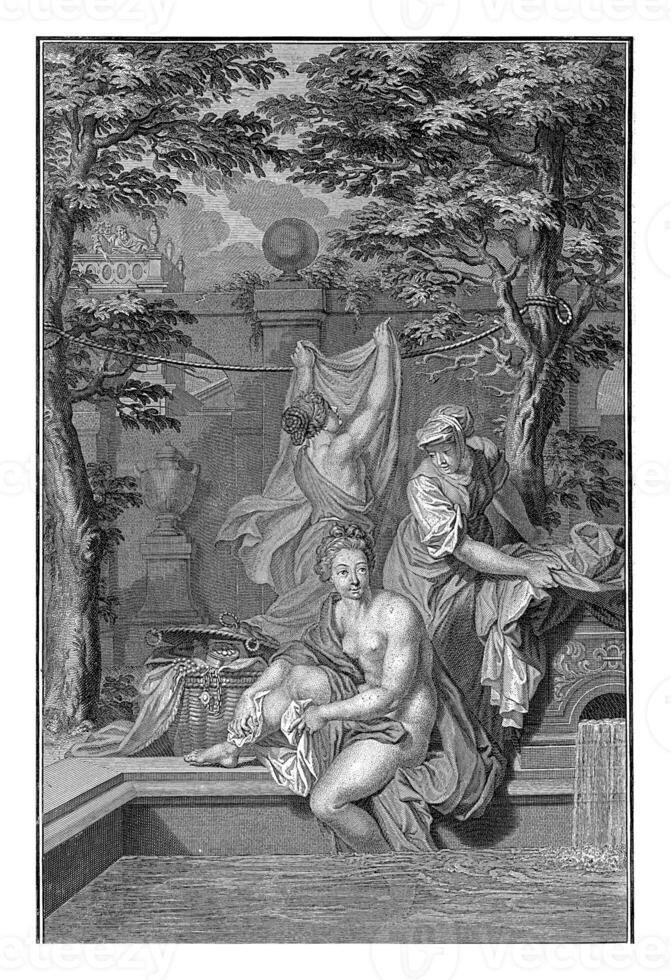 Bathsheba Taking a Bath, Balthasar Bernards, after Bernard Picart, c. 1711 - c. 1720 photo