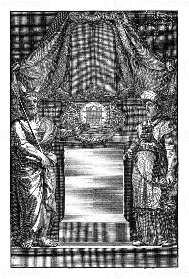 Allegory of the Old and New Testament with Moses and Aaron, Abraham de Blois, after Gerard de Lairesse, 1651 - 1679 photo