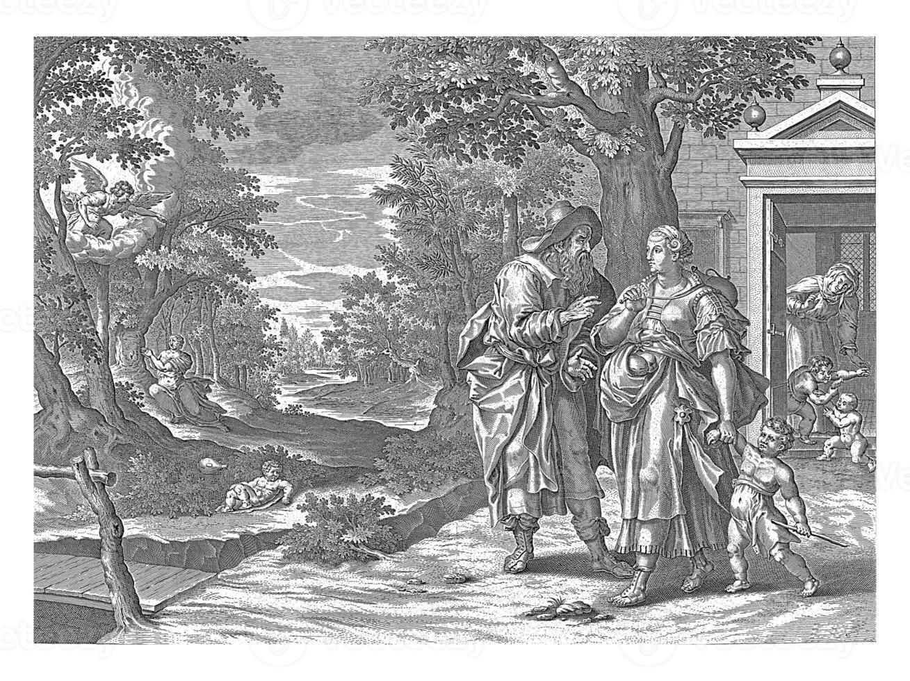 Abrahán expulsa hacer y ismael, anónimo, después adrien collar, después maerten Delaware vos, 1630 - 1702 foto