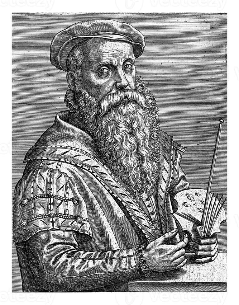 Portrait of the painter Willem Key, Johannes Wierix, 1572 photo