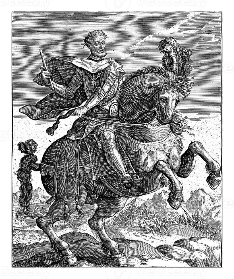 Charles V of Habsburg on horseback, Crispijn van de Passe I, after G. Ens, 1604 photo