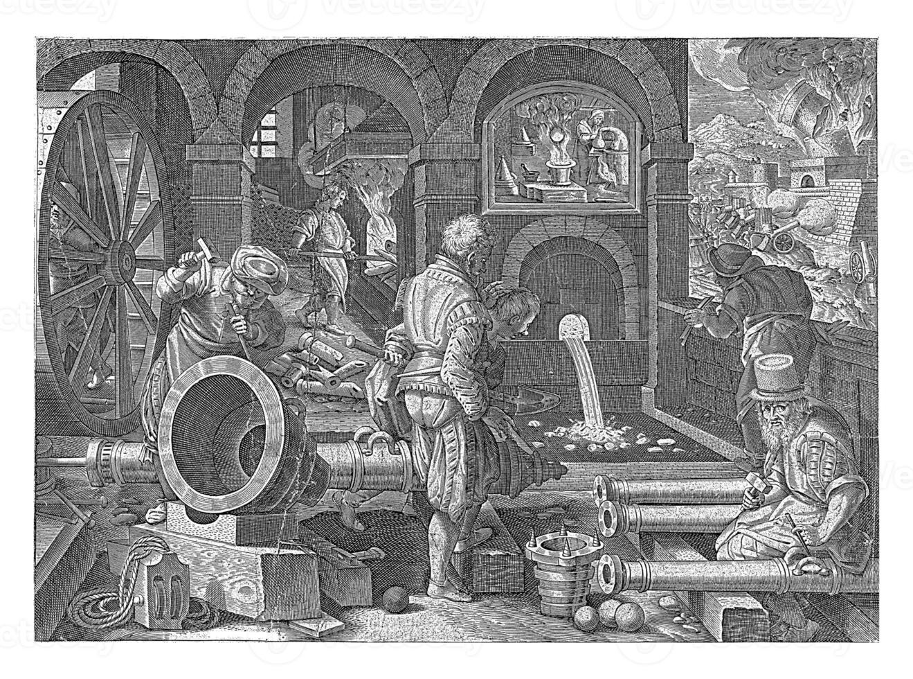 Artillery workshop, Philips Galle attributed to workshop of, after Jan van der Straet, c. 1589 - c. 1593 photo