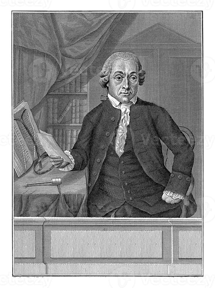 Portrait of physician and lecturer in surgery David van Gesscher, Barent de Bakker, after P. Louw, 1762 - 1804 photo