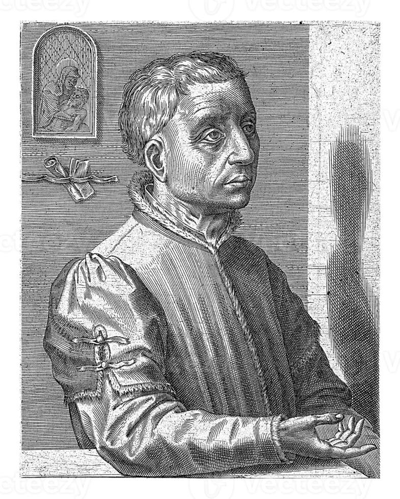 retrato de el pintor rogier camioneta der weyden, wierix rechazado atribución, 1572 foto