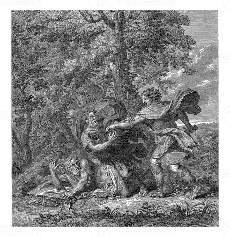Meleager fights with his uncles for the boar's head, Jacob Folkema, 1702 - 1767 photo