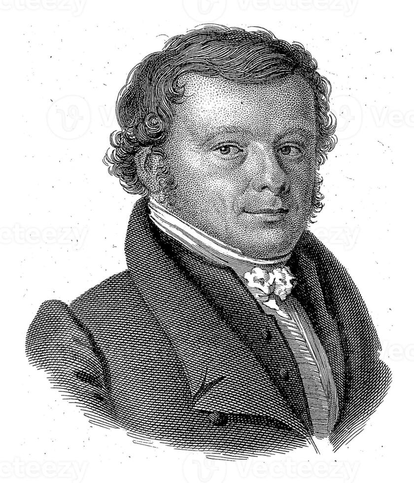 Portrait of Abraham Boxman, Philippus Velijn, after Hendrik Willem Caspari, c. 1826-1832 photo