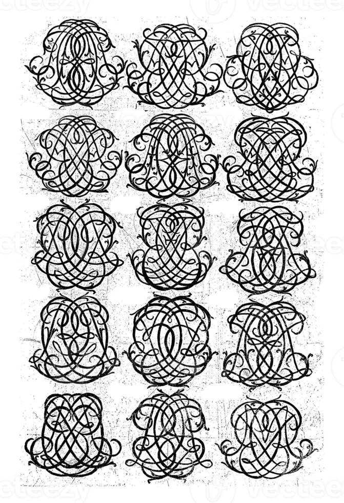 Fifteen Letter Monograms ABC-ABR, Daniel de Lafeuille, c. 1690 - c. 1691 photo