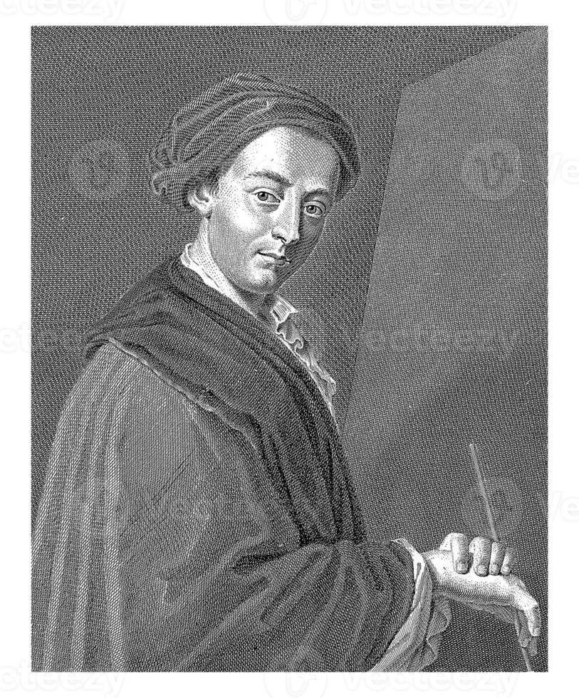 Portrait of artist Johann Justin Preissler, Antonio Pazzi, after Johann Justin Preissler, 1752 - 1762 photo