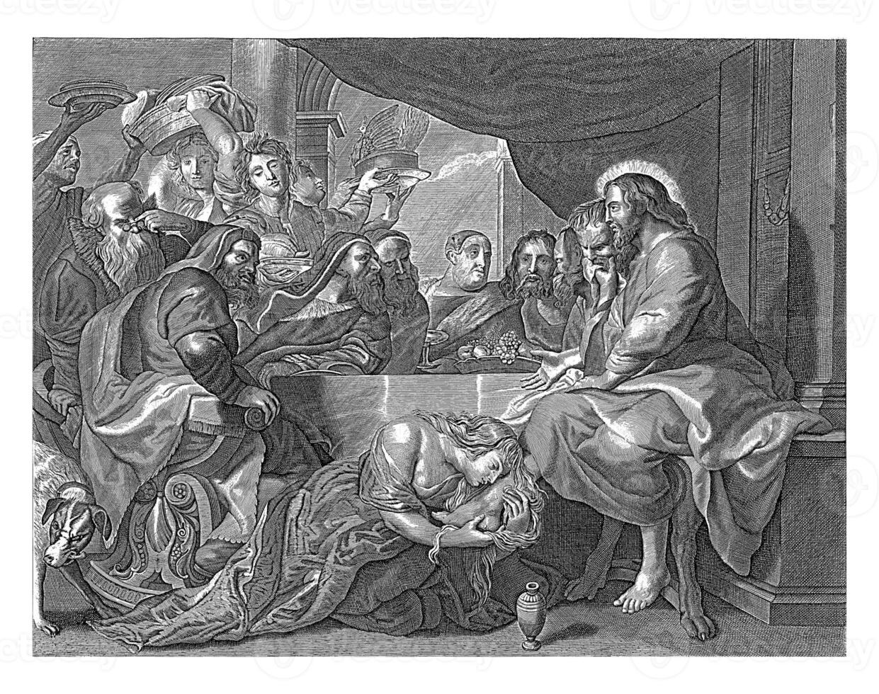 Christ anointed by Mary Magdalene, anonymous, after Michel Natalis, after Peter Paul Rubens, 1652 - 1702 photo