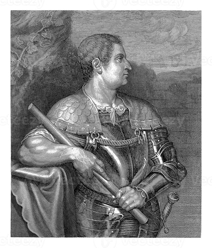 Portrait of the Roman Emperor Otho, Robert van Voerst, after Anthony van Dyck, after Titian, 1625 - 1636 photo