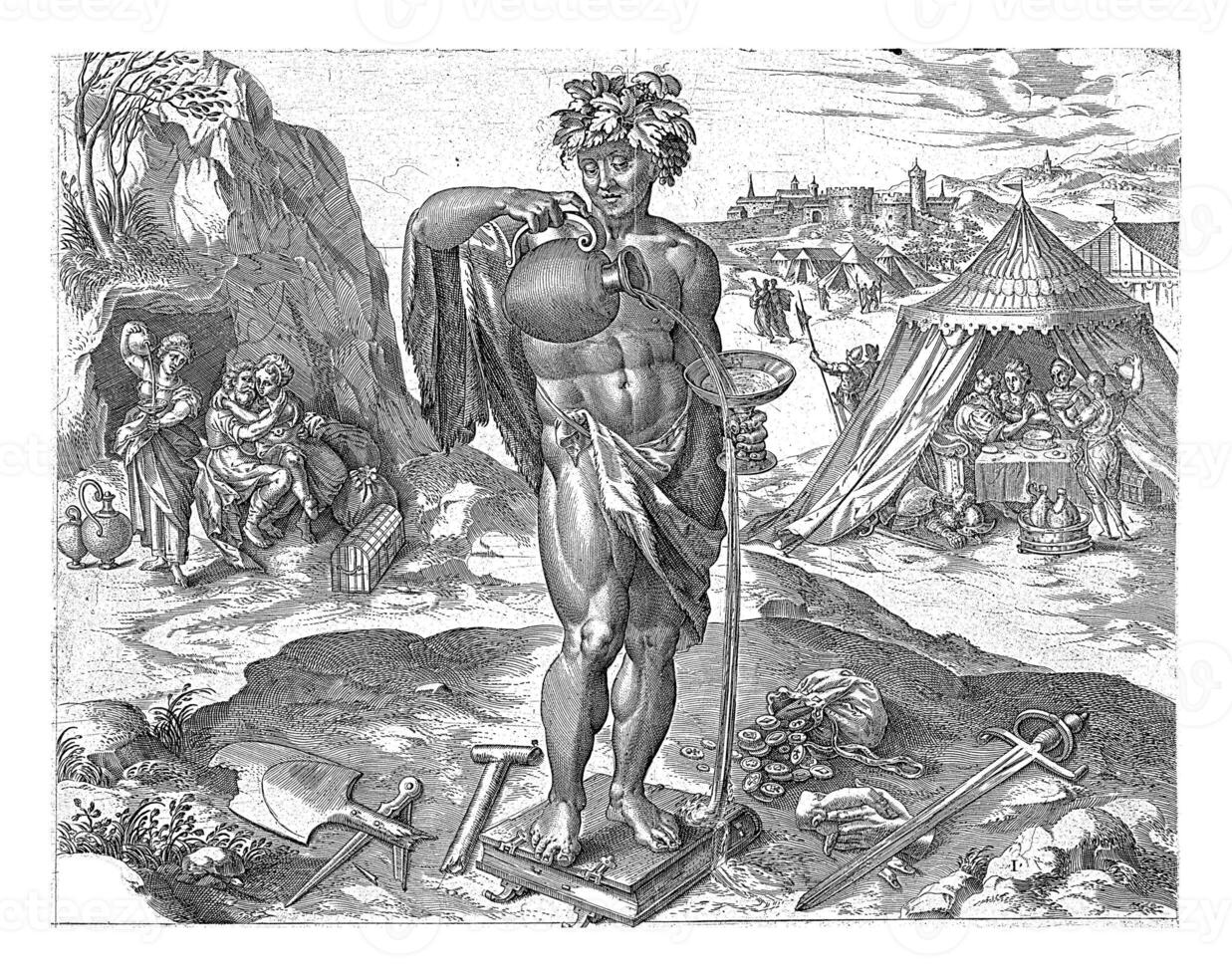 Power of wine, Johannes Wierix, after Ambrosius Francken I, 1559 - before 1579 photo