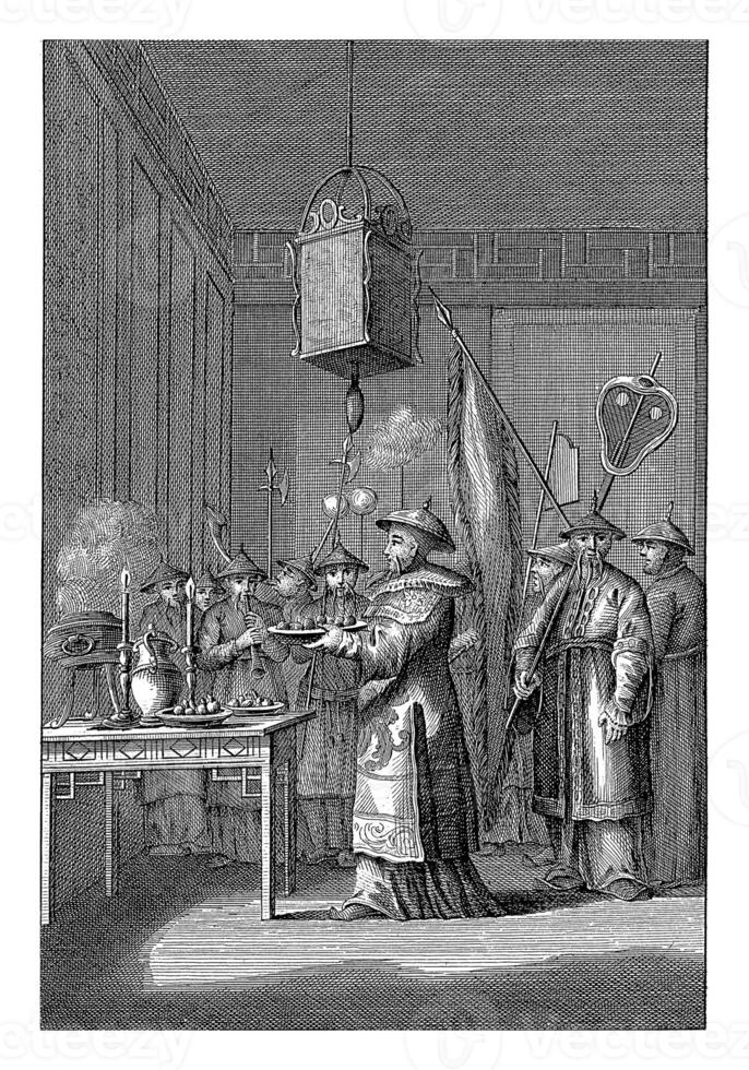 Ceremony in honor of Confucius, Jan Evert Grave, after Bernard Picart, 1769 - 1805 photo