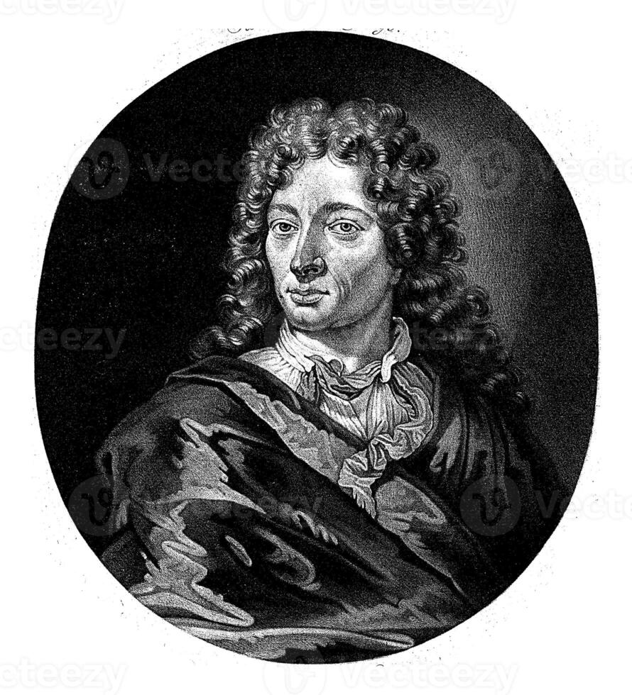 retrato de el medallista cristiano wermuth, pieter schenk i, 1670 - 1713 foto