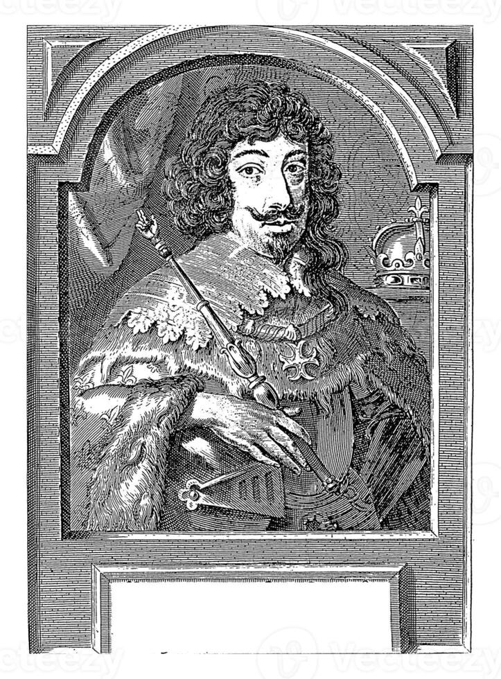 Portrait of Louis XIII, King of France, Pieter de Jode II, 1628 - 1670 photo