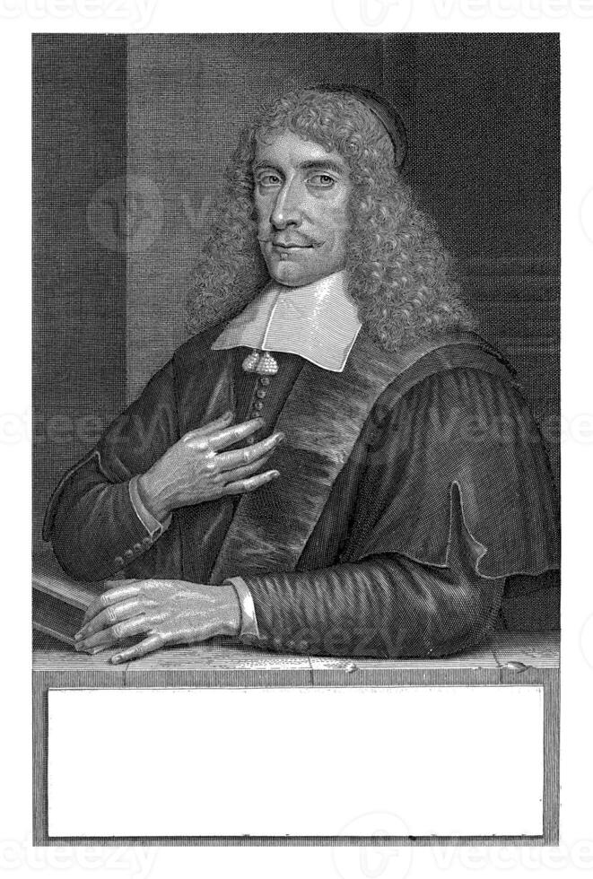 Portrait of Frederik Spanheim, Christiaan Hagen, after Pieter Dubordieu, 1676 photo