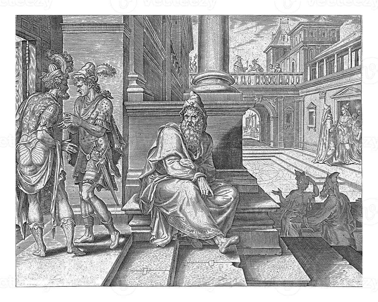 Mordechai foils an attack on king Ahasuerus, Philips Galle photo
