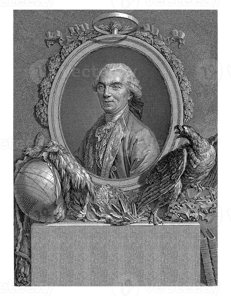 retrato de georges-louis leclerc, contar de bufón, vincenzo evangelistas, después andre pujos, 1777 foto