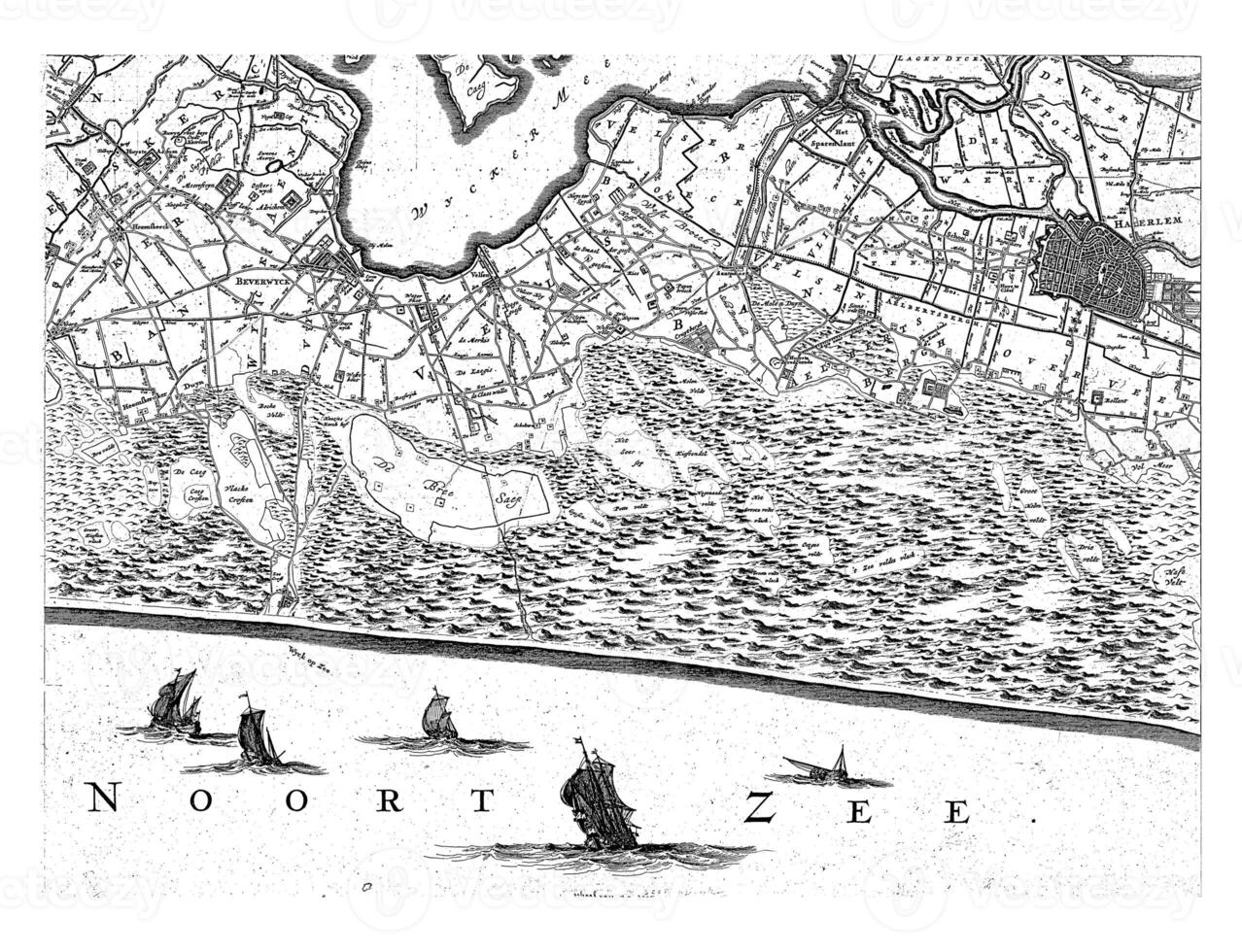 Map of Haarlem and surroundings and part of the province of North Holland and part of the North Sea, Coenraet Decker, 1680 - 1811 photo