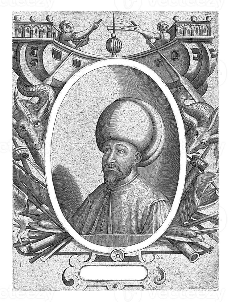 Portrait of Captain Zigala Bassa, Dominicus Custos, after Georg Wickgram, 1579 - 1615 photo