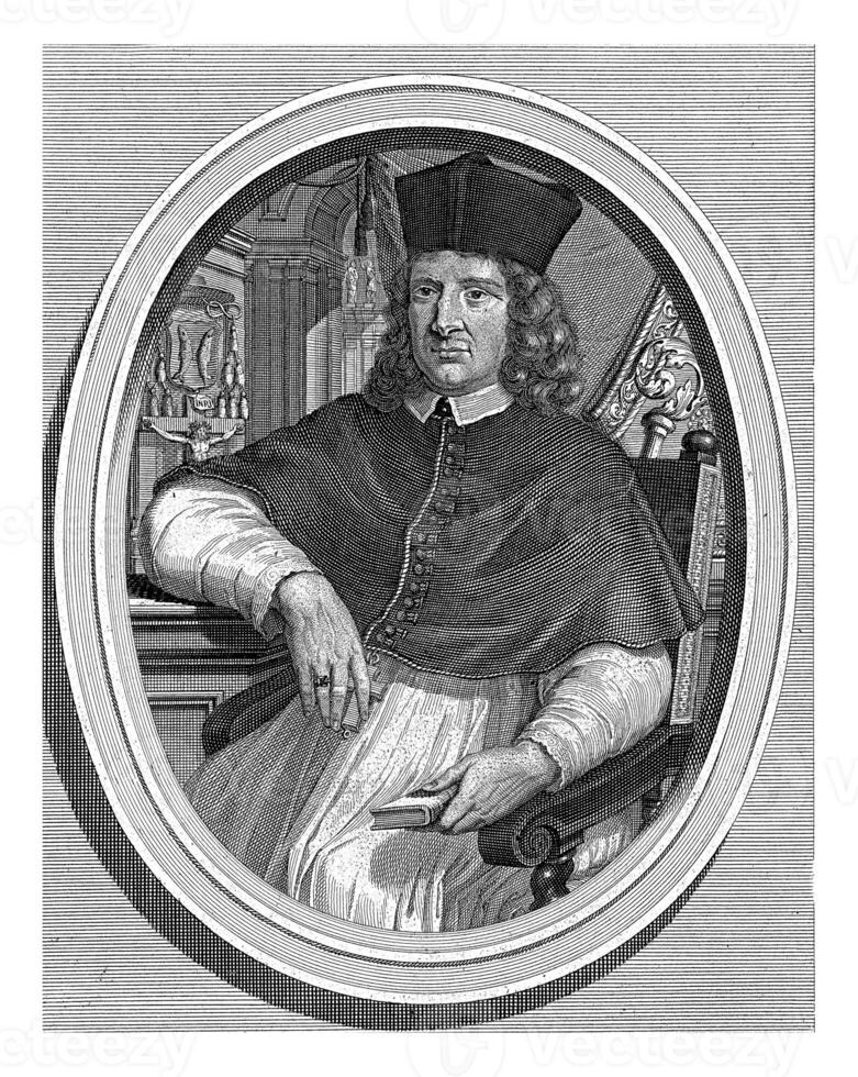 Portrait of Vicar Apostolic Johannes van Neercassel, Francois van Bleyswijck, after unknown, 1681 - 1726 photo