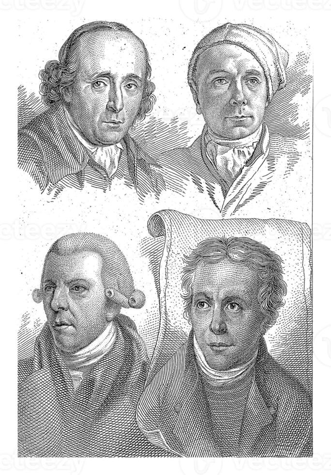 Portraits of Gerard van Nijmegen, Jacob Cats, Reinier Vinkeles and Dirk Langendijk, Jacob Ernst Marcus, 1817 photo