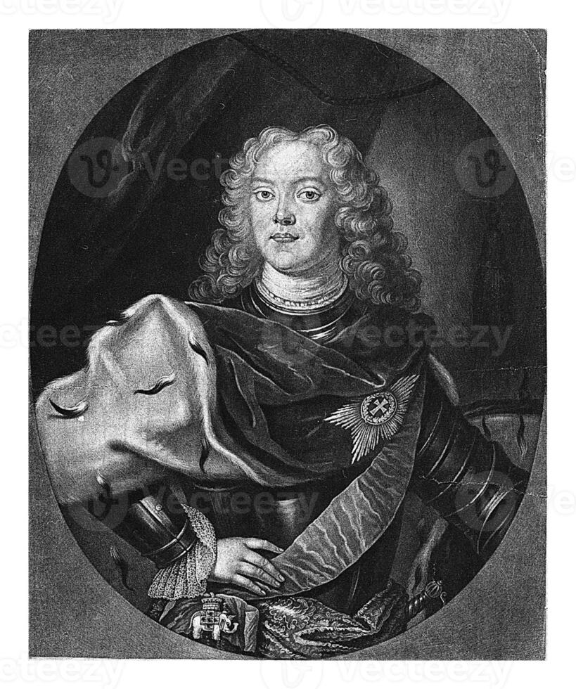 Portrait of Augustus II, King of Poland, Pieter Schenk I, after David Hoyer, 1709 photo