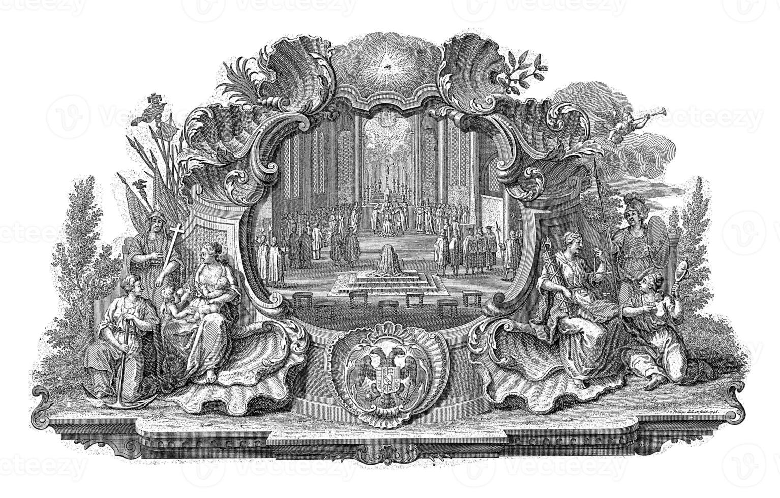 Vignette with the coronation of Francis I Stefan as emperor, 1745 photo