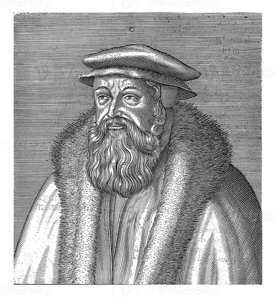 retrato de josías simlerus, Hendrick hondius i, 1599 foto